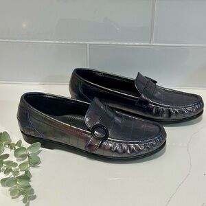 SAS Lara Slip On Loafer Moccasin Size 8M Orion Blue Genuine Leather Upper Shoes